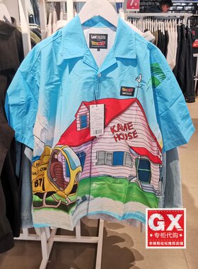 LeeXline x龙珠Z联名天蓝色男印花短袖衬衫LMT005366202060A03990