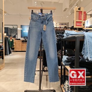 专柜正品 牛仔裤 18883 0330 Levis李维斯女724高腰直筒浅色水洗薄款