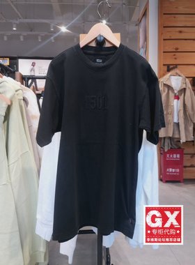 正品Levis李维斯 男士黑色时尚501刺绣标圆领短袖T恤87373-0040