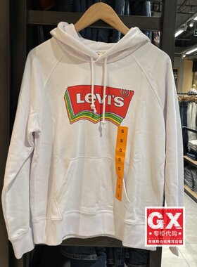 正品Levis李维斯秋新款女logo印花宽松版连帽套头卫衣A3798-0002