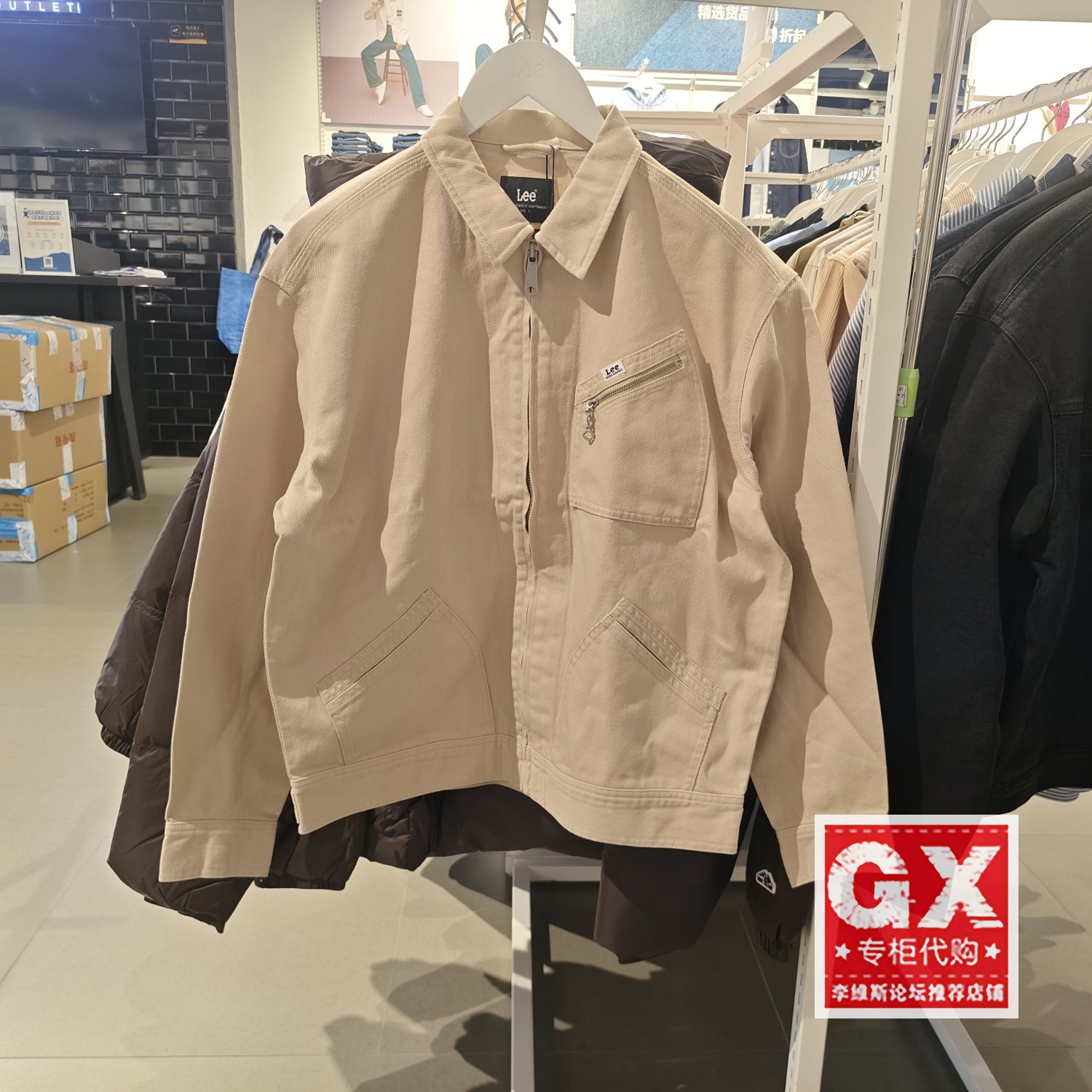 Lee专柜正品卡其色春夏男款休闲夹克外套 LMT004559200227-97W000