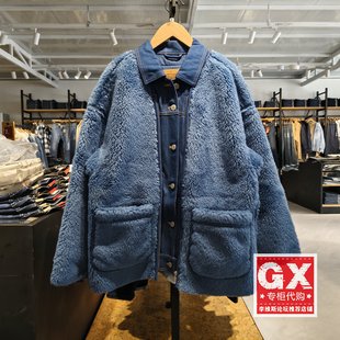 Levis李维斯专柜正品 0000 女士休闲拼接羊羔毛宽松牛仔外套A5182