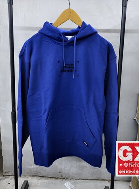 Dickies 男款圆领Logo蓝色印花宽松连帽运动卫衣DK010950S0B1