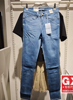 专柜正品Lee400高弹紧身中腰水洗小脚浅色女牛仔裤L124001XD4BP