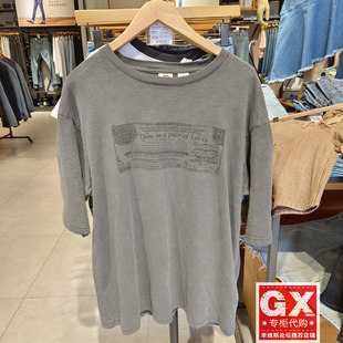 T恤003N4 短袖 0000 Levis李维斯2025年黑灰色纯棉圆领印花男士 正品