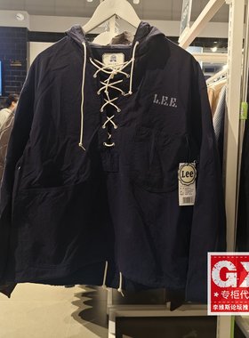 正品LEE男休闲深蓝日本设计连帽系带外套LMT009141207014-A07031