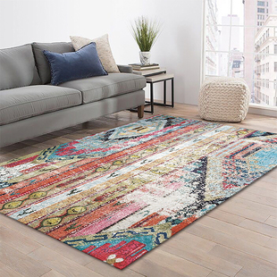 楼兰美惠 北欧民族风地毯客厅轻奢复古美式大茶几地垫卧室床边毯