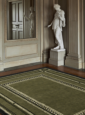 摩洛哥庄园中古风地毯客厅法式绿色摩洛哥异域风高级感卧室茶几垫