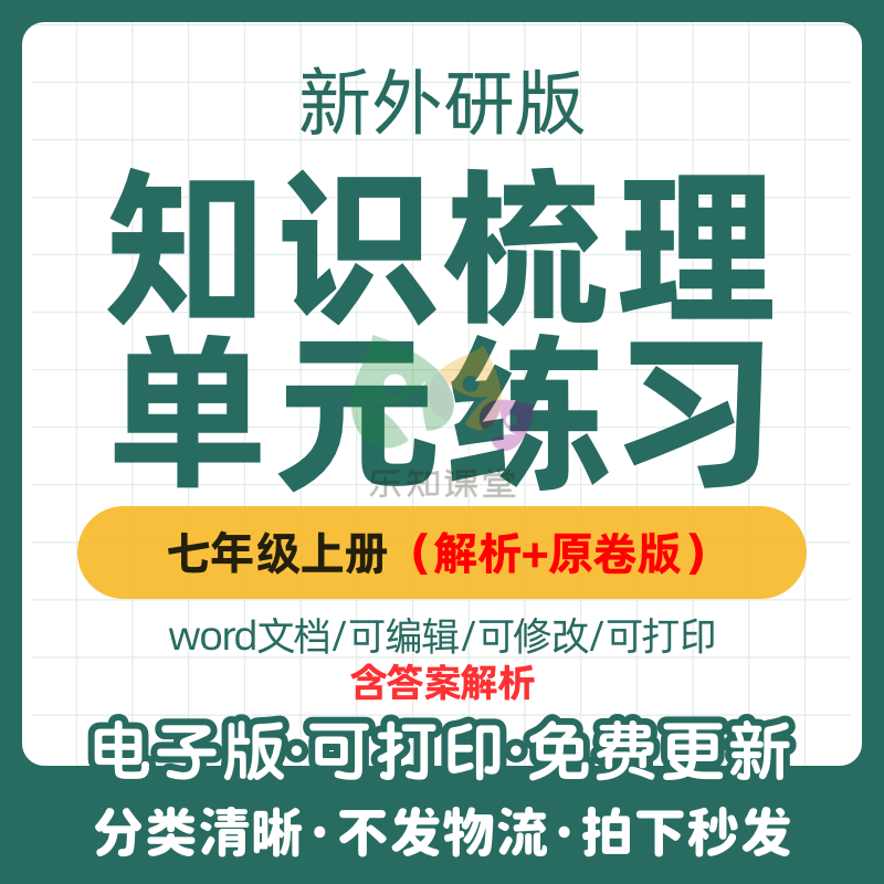 2025秋新教材外研版初中英语七年级上册同步词汇语法必背知识重点
