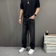 简约水洗做旧黑灰色牛仔裤 休闲高街痞帅阔脚裤 男款 宽松直筒长裤