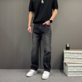 痞帅休闲百搭垂感牛仔裤 美式 高街复古潮流宽松直筒水洗渐变阔腿裤
