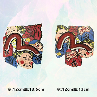 烫画图案新款虎头脸谱不倒翁笔触烫画贴印花衣服热转印白墨烫画