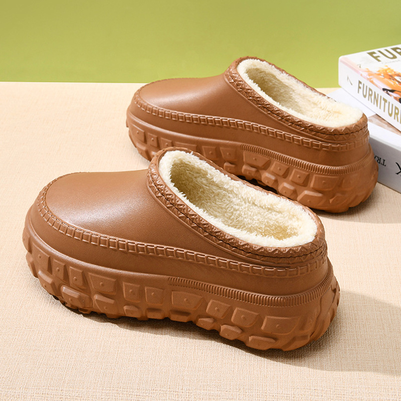 棉鞋女加绒厚底2025新款外穿秋冬季网红居家用一脚蹬靴子包跟棉拖