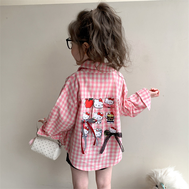 女童格子衬衫春秋2025新款儿童时髦洋气长袖衬衣外套宝宝春季上衣