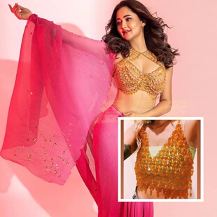 异域风情彩色串珠外搭身体链性感多层流苏镂空胸链亚克力背心bra