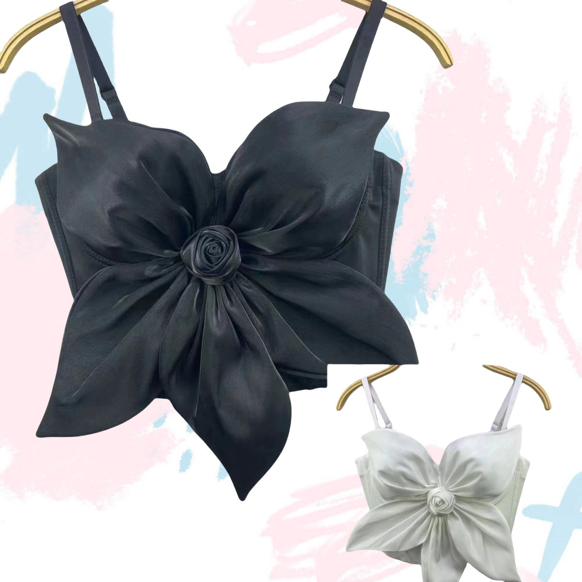 法式复古宫廷风抹胸背心外穿手工大花纯色古舞台风鱼骨修身上衣