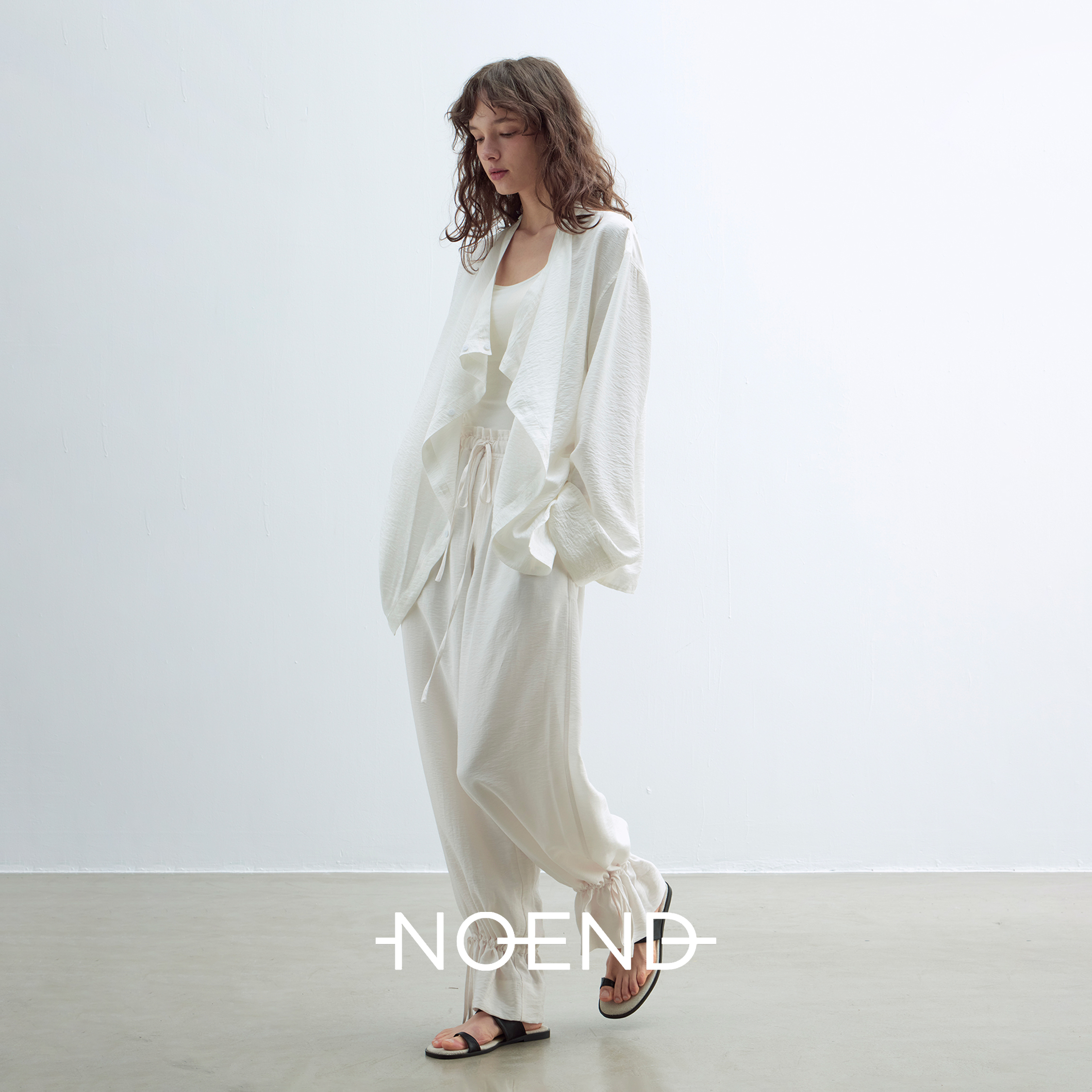 NOEND 【李兰迪 同款】oversize多穿衬衫 两穿花苞束脚宽松套装