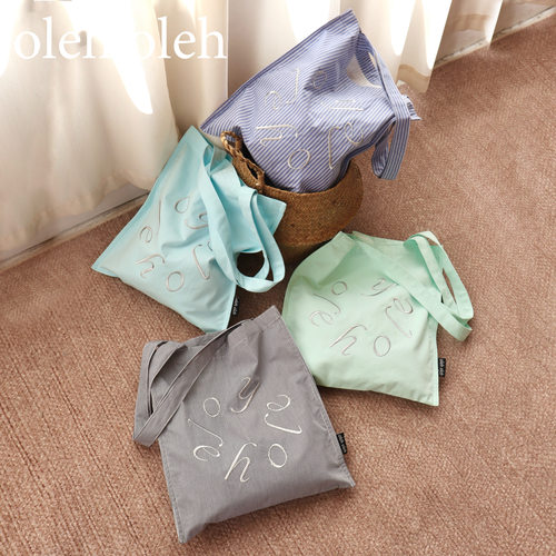 oleholeh简约高级条纹刺绣帆布包