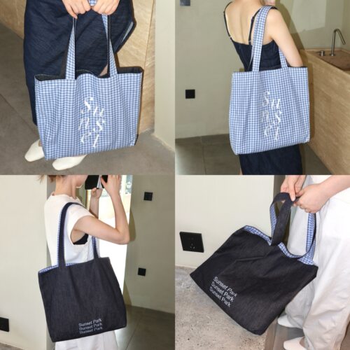 双面背复古格纹字母大容量托特包