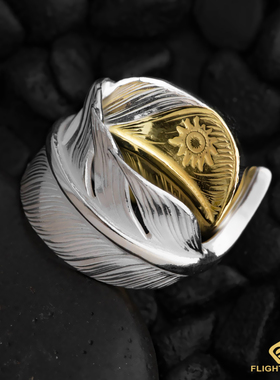 日本正品LaKey先金羽毛戒指尾戒情侣对戒男女日本手工银饰925纯银