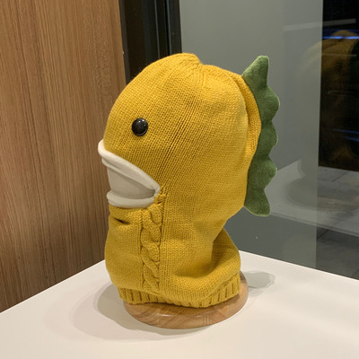 宝宝帽子秋冬围脖一体帽婴儿针织