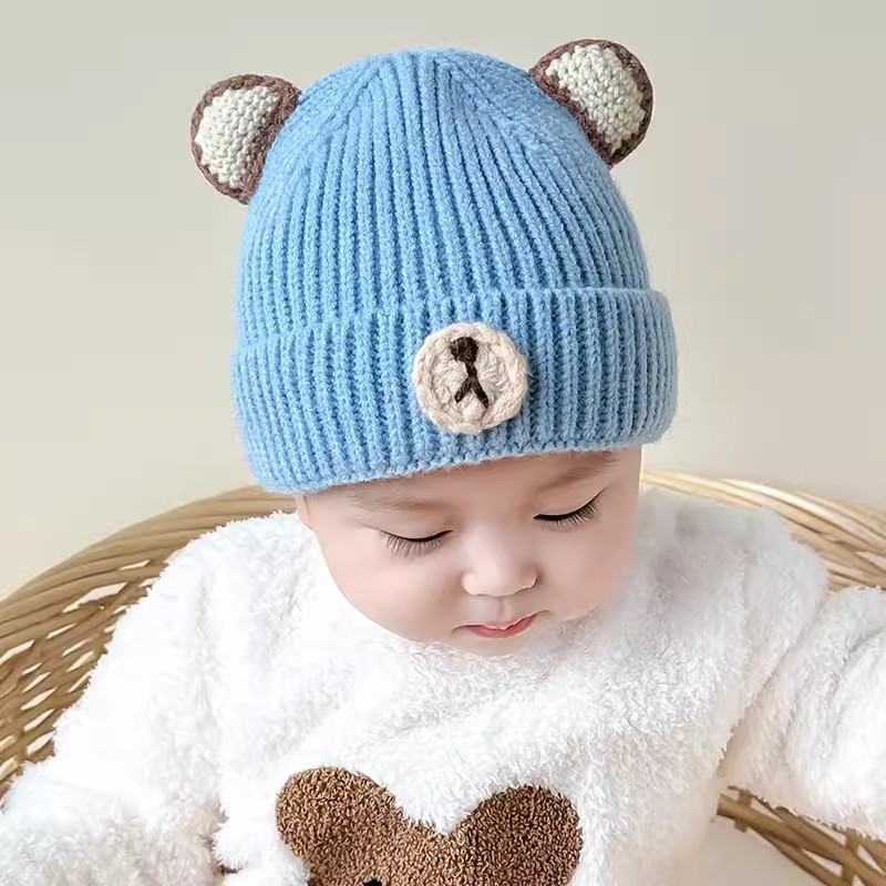婴儿帽子冬季可爱男宝针织毛线帽
