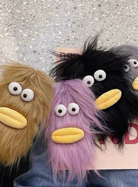 ins可帮扎辫子恶搞怪表情秋冬款毛绒15pro适用iPhone13promax手机壳14plus苹果12男女款1+11/9R一加ace2V情侣