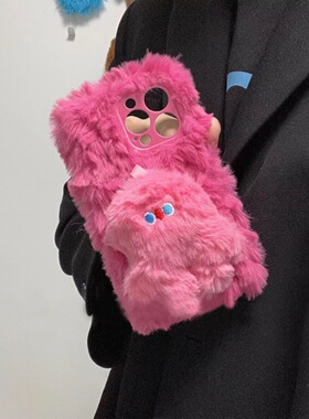 秋冬款立体小怪物笨笨保暖手y73s毛绒vivo y35m/IQOO13/12/11s女IQOONEO10/9s pro+/8/7/6/5手机壳iqooz9x/z8