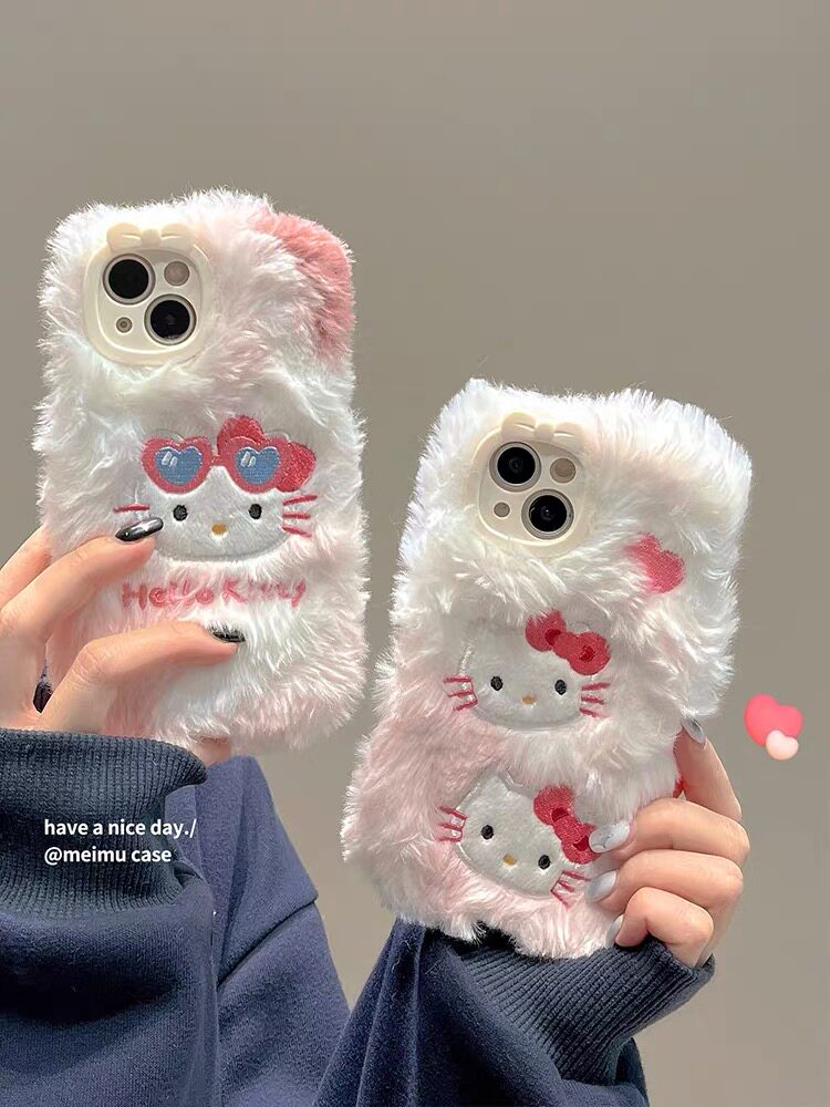 超萌小猫咪秋冬款毛绒y52t凯蒂猫y33s软Y11/vivo y76s手机壳IQOO11S/10女款IQOONEO8se保护套iqooz8x/z7i/z6
