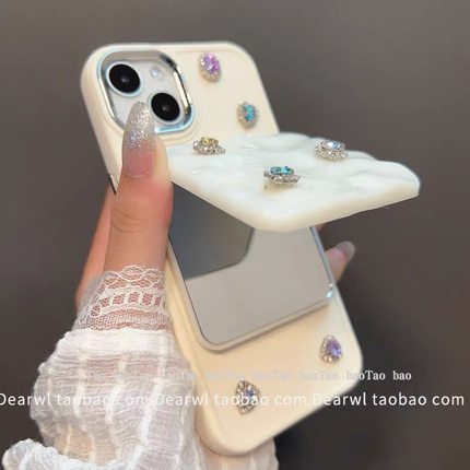 高级感宝石水钻镜子y500小仙女款y50m/vivo X300pro/X200/X100s/y300Y200i手机壳vivos50promini/s30/S20/S19