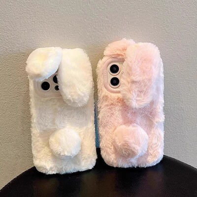 秋冬季立体保暖手兔子女款适用华为nova14/13pro/12/11/10/9se手机壳magic7pro/6/5/4荣耀play9t/8T/7t6C毛绒
