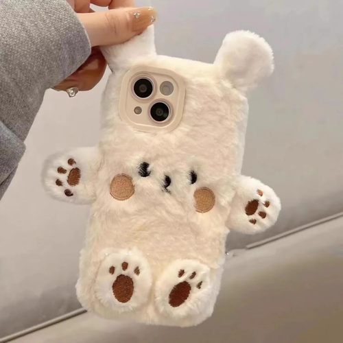 秋冬款毛绒可爱小熊毛茸茸适用华为nova14/13pro/12/11/10/9se手机壳可爱magic7pro/6/5/4荣耀play9t/8T/7t6C