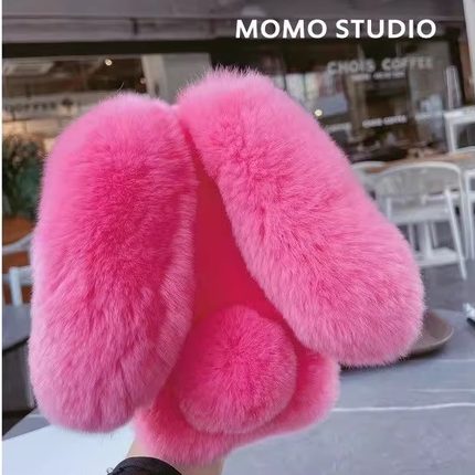 毛茸茸防冻保暖手兔子a2m毛绒OPPO A6PRO/a5/a3秋冬季Findx8s+/7ultra/6pro女生OPPO Reno14pro/k13/k12x/k11