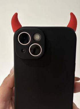ins黑色耐脏小恶魔角A58x男女款a57/a97手机壳V70S软壳V50/v60S真我NEO7se/gt6/5手机壳Realme15pro+14/13/12