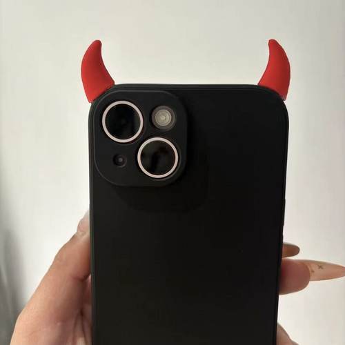 ins黑色耐脏小恶魔角A58x男女款a57/a97手机壳V70S软壳V50/v60S真我NEO7se/gt6/5手机壳Realme15pro+14/13/12