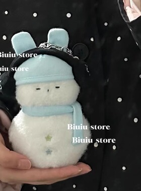 油条碎碎 耳机雪人兔雪人猫毛绒挂件