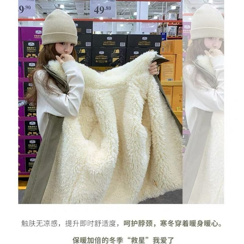 2026新款女派克服外套棉衣中长款冬季羊羔绒冲锋衣女女士棉服