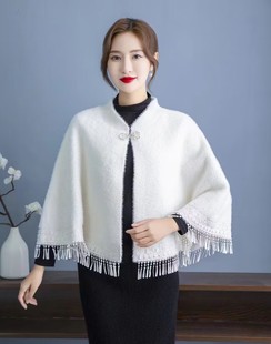 旗袍外搭斗篷小披肩女年轻款 貂毛外套 加厚保暖高端配裙子皮草短款