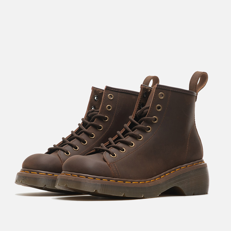 复古短脸厚底马丁靴女英伦风系带短靴显瘦增高棕色可爱大头靴,女鞋,马丁靴,淘宝优惠券,粉丝福利购,淘宝优惠卷