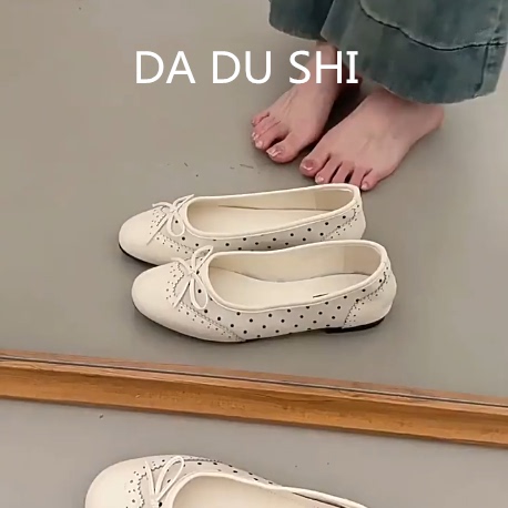 羊皮版~白色波点玛丽珍鞋
