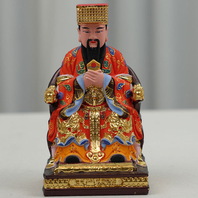 桧木木雕玉皇大帝实木雕刻家用供奉神像摆件手工彩绘玉帝古彩工艺