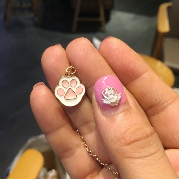 猫胡同 迷你微笑猫爪金属链条书签 吊坠挂饰韩式文具 少女心 小巧