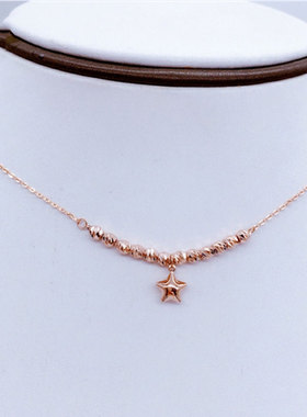 俄罗斯585紫金五角星项链欧洲韩版气质时尚玫瑰金女款精致ins礼物