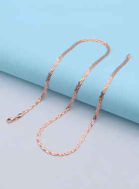 俄罗斯585紫金镀14k玫瑰金项链时尚精致简约欧美气质扁蛇骨链百搭