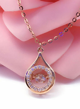 俄罗斯585紫金女士彩金灵动吊坠精致玫瑰金套链甜美气质ins风项链