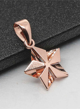 俄罗斯585紫金镀14K彩金女款五角星吊坠玫瑰金项链简约时尚奢华感