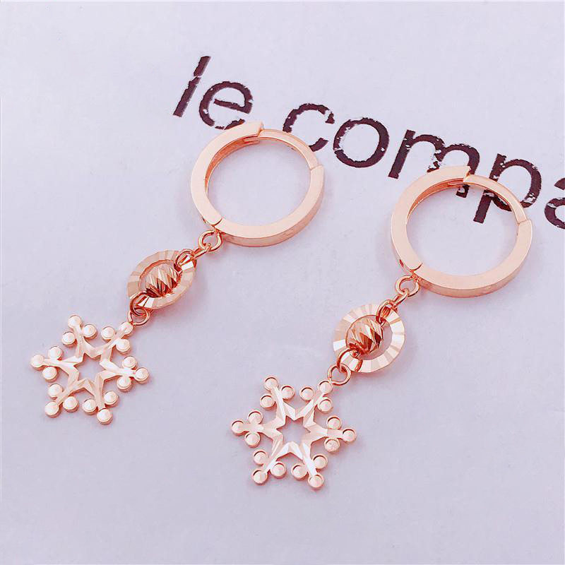 俄罗斯欧美闪亮球球雪花耳环女高端镀玫瑰金时尚潮流气质耳饰礼物