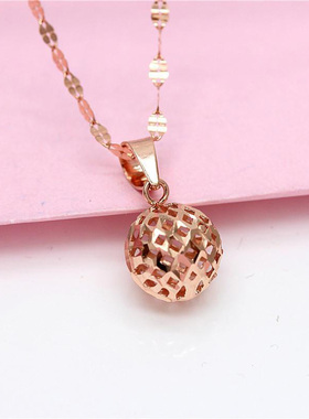俄罗斯镀玫瑰金日韩时尚简约百搭镂空球吊坠女款饰品礼物