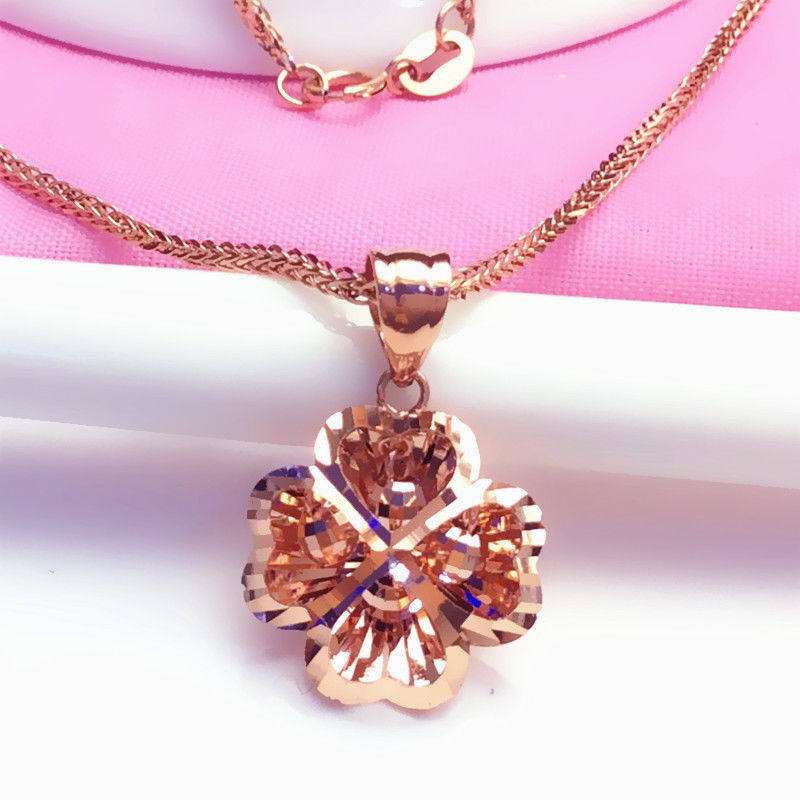 俄罗斯女士四叶草吊坠百搭气质镀玫瑰金锁骨链高级感礼物