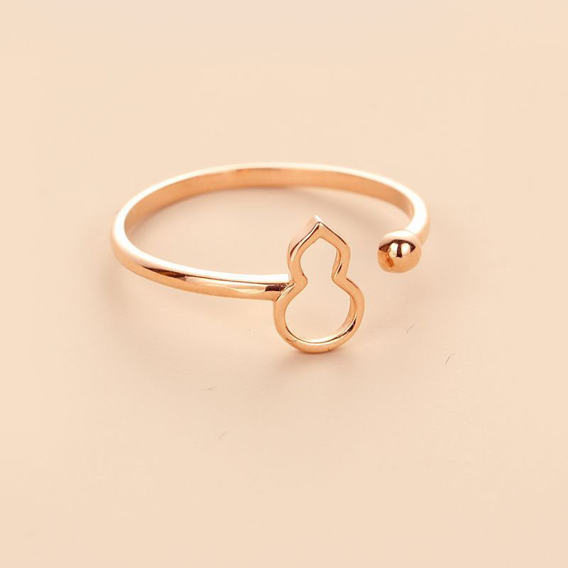 俄罗斯镂空葫芦戒指女款镀玫瑰金气质百搭求婚简约时尚